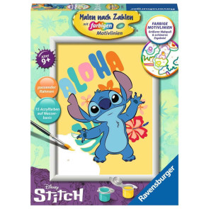 Disney Malen nach Zahlen Malset Aloha Stitch 18 x 24 cm *Deutsche Version*