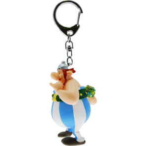 Asterix Schlüsselanhänger Obelix verliebt mit Blumenstrauss 13 cm