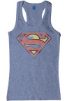Superman Girlie Tank Top Distressed Logo blau/grau