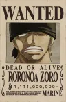 One Piece 3D Poster Wanted Roronoa Zoro 38 x 58 cm