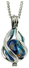 Lair Wear Caged Dice Halskette D20 Blue & Light Blue mit Gold